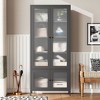 CAVINAS Bookcases for Living Room 4-tier 31" W Classic Metal Storage Cabinet Bookcase with 4 Glass Doors - 4 of 4