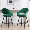 Bekrvio Swivel Counter Height Bar Stools Set of 2/4,26" Kitchen Bar Chairs w/Hollow Back,Faux Leather/Velvet Upholstered for Kitchen Island - 3 of 4