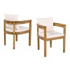 2pc Outdoor Dining Chairs, Acacia Wood Frame with Cushions and Tie-Downs, Weather-Resistant Patio Seating for Backyard or Deck - Coolbibila - 3 of 4