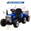 Acekool 12V Electric Tractor with Trailer & Remote, 7-LED Lights, MP3, 25W Motor, EVA Tires - 3 of 4
