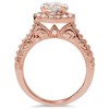 Pompeii3 1 7/8CT Vintage Morganite & Diamond Engagement Wedding Ring Set 14K Rose Gold - 3 of 4