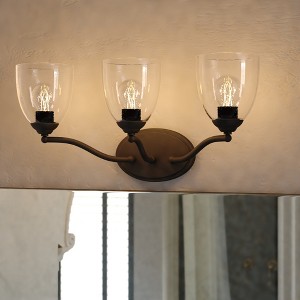 VAXCEL Bellwood Traditional Bathroom Vanity Lighting Fixture, Clear Seeded Bell Glass Shade - 1 of 4