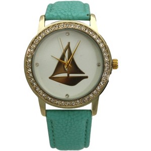 OLIVIA PRATT CLASSIC STYLE SAILBOAT LEATHER STRAP WATCH - 1 of 4
