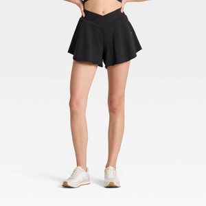 Women's High-Rise Crossover Waistband French Terry Shorts - JoyLab™ - 1 of 4