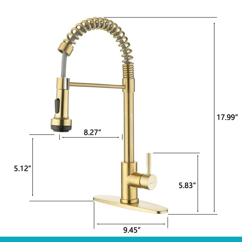 Rainovo Single Handle Kitchen Faucet with Pull Down Sprayer with Spring and 4 Modes, 1 of 10