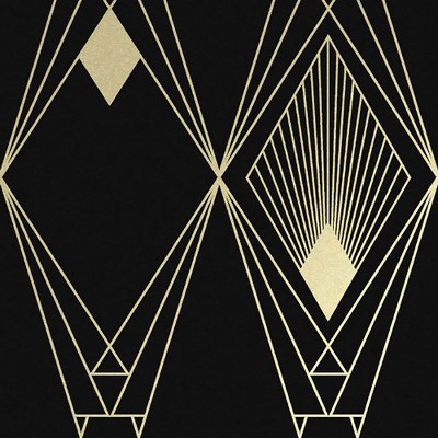 Deco Geometric Black and Gold Removable Wallpaper