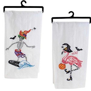 Kay Dee Designs 28.0 Inch Flamingo/Skeleton Hand Towel Bat Witches Hat Kitchen Towel - 1 of 3