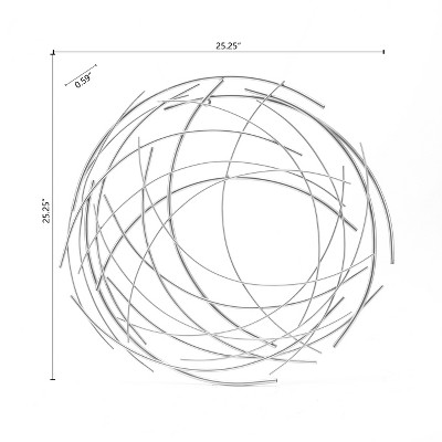 Silver Iron Abstract Swirl Round Wall Sculpture