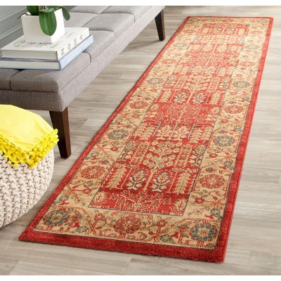 Mahal Red and Natural Synthetic Runner Rug, 2'2" x 16'