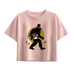 Girls' - Instant Message - Sasquatch Turkey Short Sleeve Boxy Graphic T-Shirt - 1 of 3