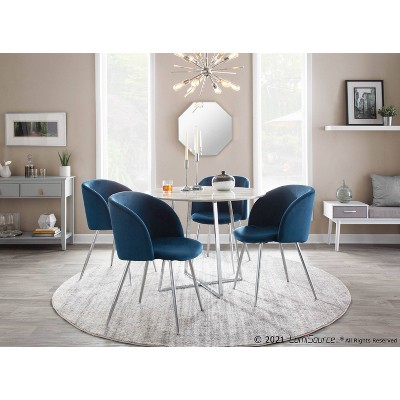 Blue Velvet Upholstered Arm Chairs with Metal Legs, Set of 2