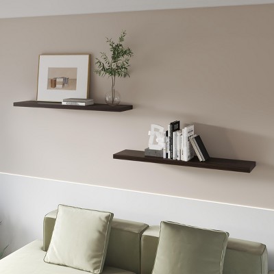 INFURNIC Decorative Wall Shelf Floating Shelves Set for Displaying Books and Decor Minimalist Design Easy Installation, Black, 9.8"*47.3"*1.5"