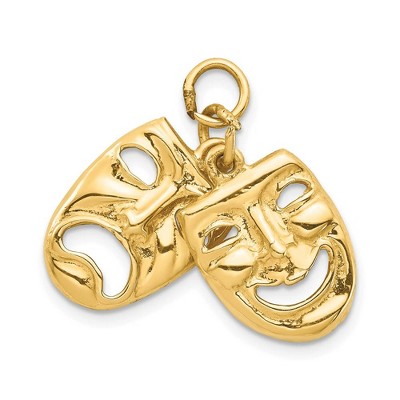 Black Bow Jewelry 14k Yellow Gold Comedy and Tragedy Pendant