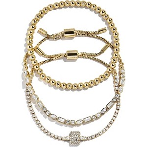 3-Piece Gold Plated Initial Bead Bracelet Set, Personalized Trendy Jewelry Gift for Women - 1 of 4