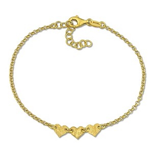 EVERLY JEWELRY | Yellow Plated Sterling Silver 5.3mm Heart Center with 1.7mm Rolo Chain Bracelet, 6.5" + 1" ext - 1 of 4
