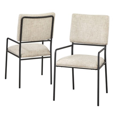 Indra 5-Piece Cream Faux Marble Dining Set with Black Metal Base