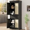 Pantry Cabinet with Rattan Doors, Tall Storage Cabinet with Drawer and Adjustable Shelves for Kitchen and Living Room - 4 of 4