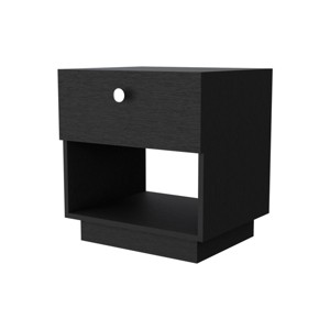 GlasFlength Nightstands Modern Nightstand Bedroom Nightstand Elegant Bedside Table with Drawer for Living Room, Black, 18.5"*16"*19.6" - 1 of 4