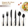 BRINJOY 49-Piece Stainless Steel Flatware Set - Mirror-Polished Black Silverware Set with Steak Knives (Service for 8) - 4 of 4
