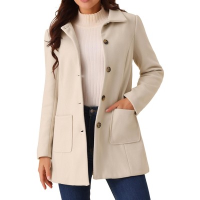 Allegra K Cappotto Lungo Invernale Donna | Colletto Peter Pan | Monopetto | Trench Caldo