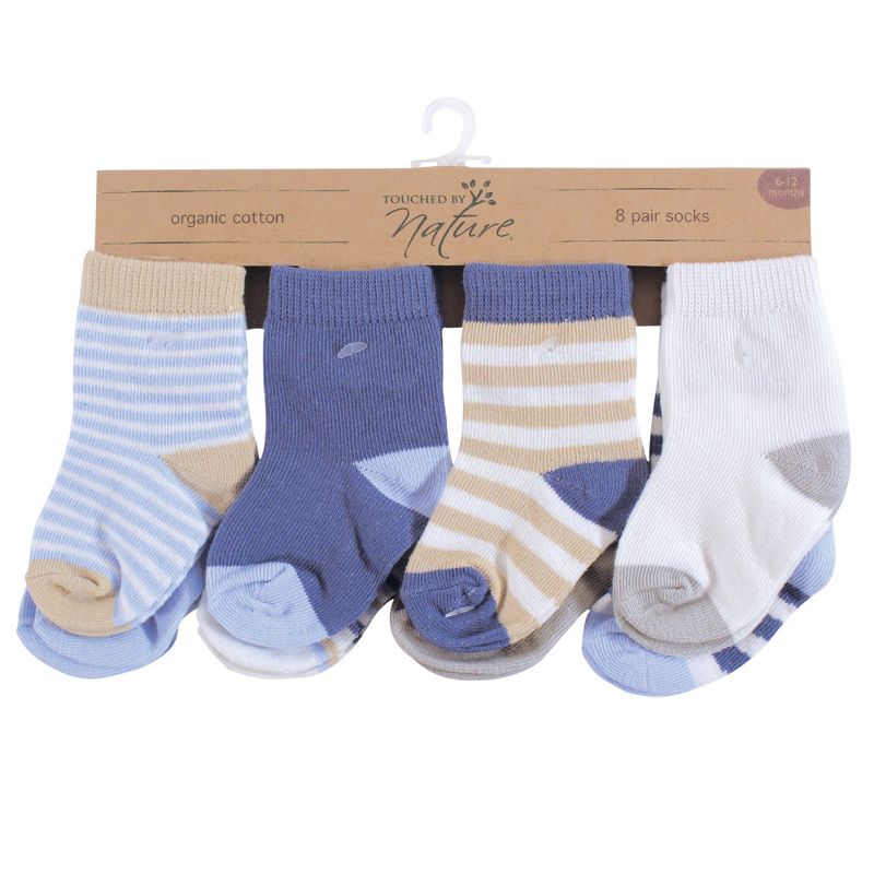 Touched by Nature Baby Boy Organic Cotton Socks, Tan Lt. Blue, 2 of 3