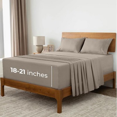 Mellanni Iconic Sheet Set Hotel Luxury Microfiber, Extra Deep Pocket, 4 Piece Queen, Tan