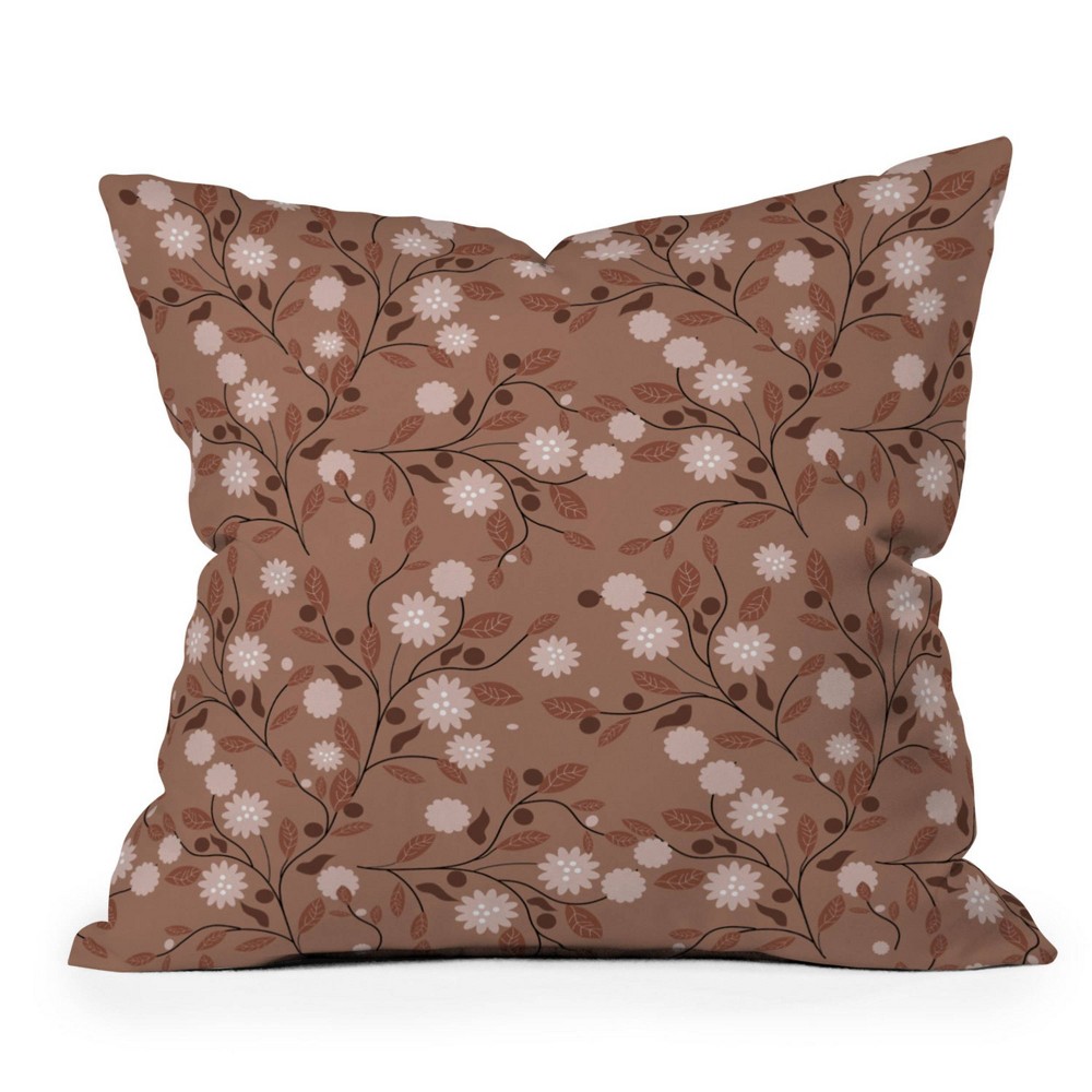 Photos - Pillow Deny Designs 16"x16" Mirimo Mocha Mousse Floral Square Indoor Throw 