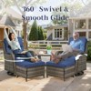 Belord 5 Piece Patio Furniture Set with Swivel Chairs and Ottomans, High Back Deep Seat Cushioned Wicker Swivel Patio Chairs Set of 2 with Ottoman - 2 of 4