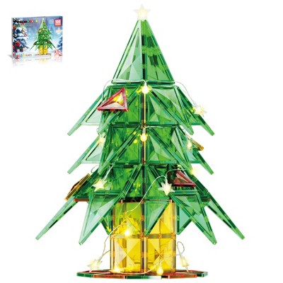 PICASSO-TILES 106 PC Light Up Christmas Tree Holiday Theme , Magnetic Tiles, Building Blocks, STEM Toys for Kids 3+