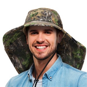 Solaris Wide Brim Bucket Hat with Neck Flap for Women Men, Breathable Lightweight Outdoor Hiking Camping Gardening Sun Hat, Summer Essential Caps - 1 of 4