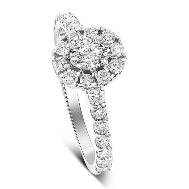 Pompeii3 1Ct Oval Diamond Halo Engagement Ring in 10k White Gold, 2 of 6
