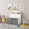 Whisen Kids Bookshelf with Storage Bins, Book Display Shelf and 2 Fabric Bins, Cute Bear-Shaped Backboard - White & Gray - 2 of 4