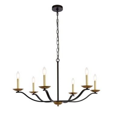 Elegant Lighting Trey 36 inch pendant in black and brass