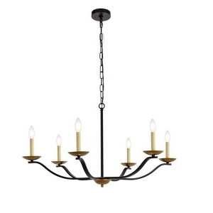 Elegant Lighting Trey 36 inch pendant in black and brass - 1 of 4