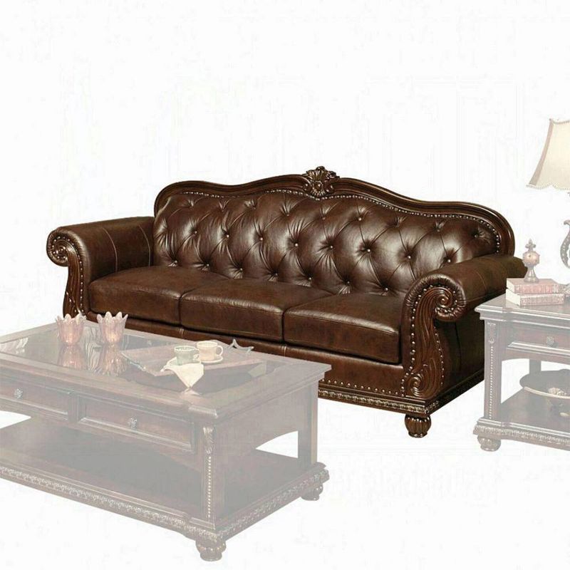 94&#34; Anondale Sofa Espresso Top Grain Leather Match/Cherry - Acme Furniture, 4 of 7
