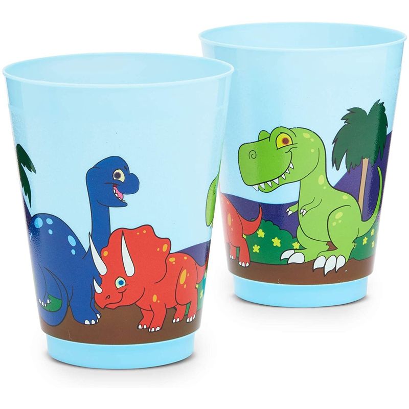 Blue Panda 16 Packs Plastic 16 oz Party Cups, Dinosaur Reusable Tumblers for Kids Boys Birthday, Blue, 4 of 7
