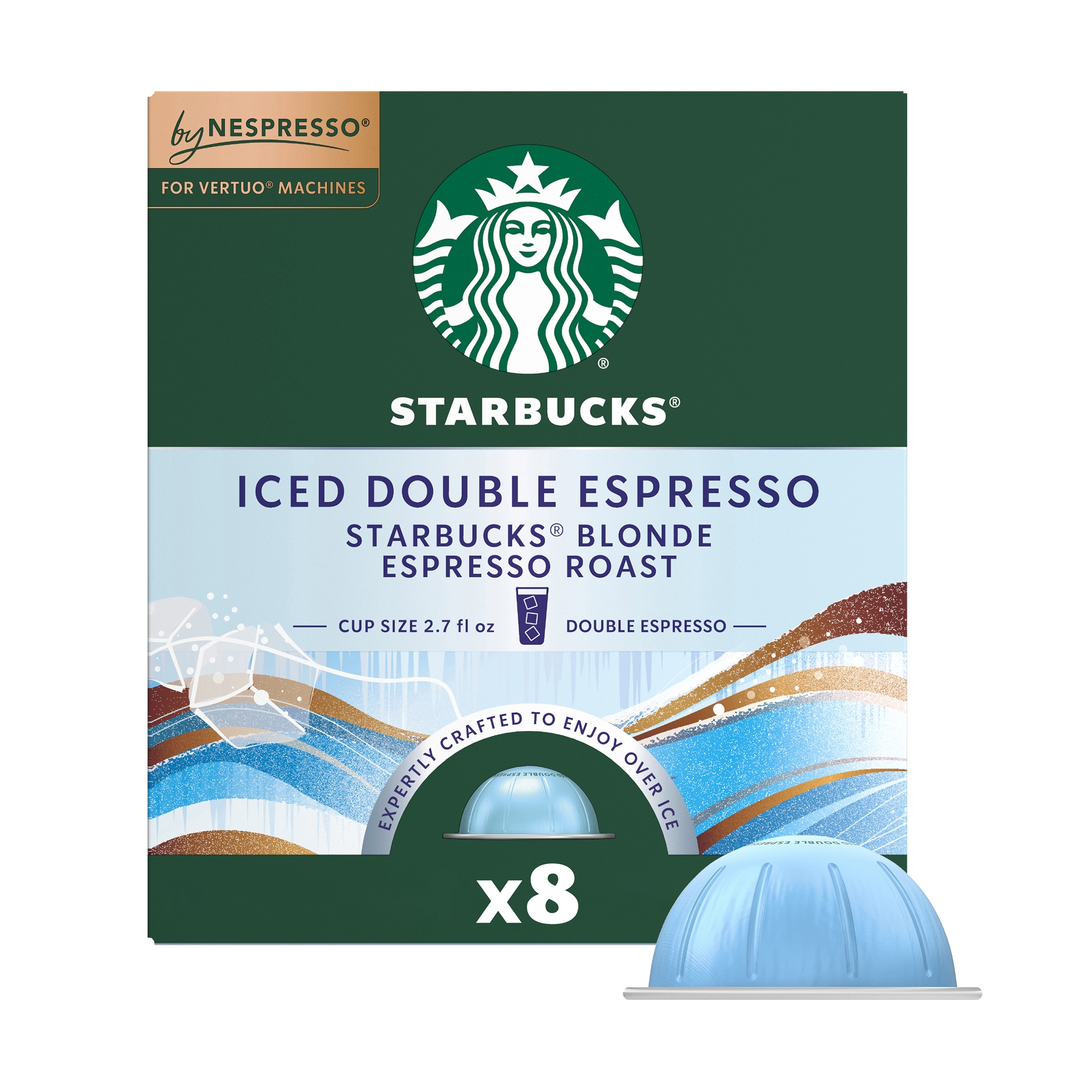 Starbucks by Nespresso Vertuo Line Iced Double Espresso Blonde Light Roast Coffee Pods - 8ct