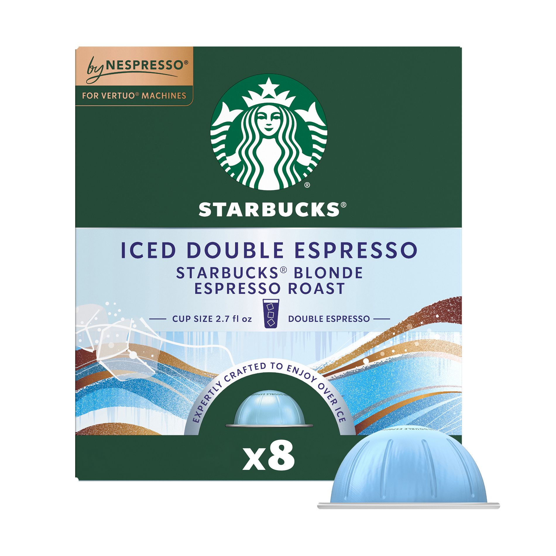 Starbucks by Nespresso Vertuo Line Iced Double Espresso Blonde Light Roast Coffee Pods