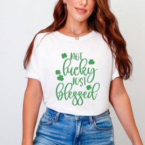 Simply Sage Market Not Lucky Just Blessed Garment Dyed Tee - 1 of 4