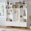 3-in-1 74-inch Hall Tree w/ Bench and Storage, Entryway Coat Rack w/Shoe Bench, Featuring 4 Gold Hooks and Metal Legs - 3 of 4