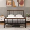 Infans Queen Metal Platform Bed Frame Mattress Foundation with Headboard Industrial - 3 of 4