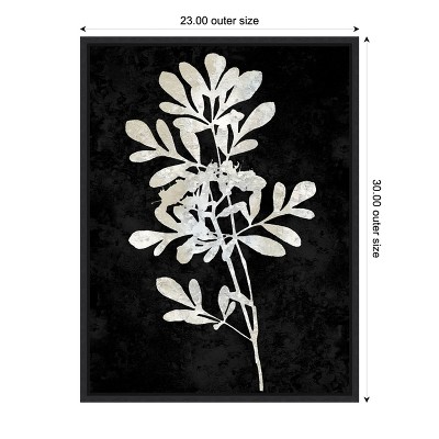 Plant Life White on Black Canvas Wall Art with Black Frame