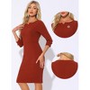 INSPIRE CHIC Women's 3/4 Sleeve Split Neck Wear to Work Business Sheath Dresses - 2 of 4