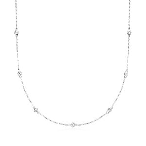Ross-Simons 1.00 ct. t.w. Moissanite Station Necklace in Sterling Silver - 1 of 3