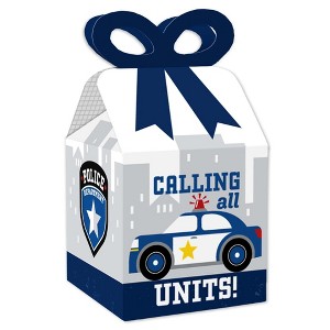 Big Dot of Happiness Calling All Units - Police - Square Favor Gift Boxes - Cop Birthday Party or Baby Shower Bow Boxes - Set of 12 - 1 of 4