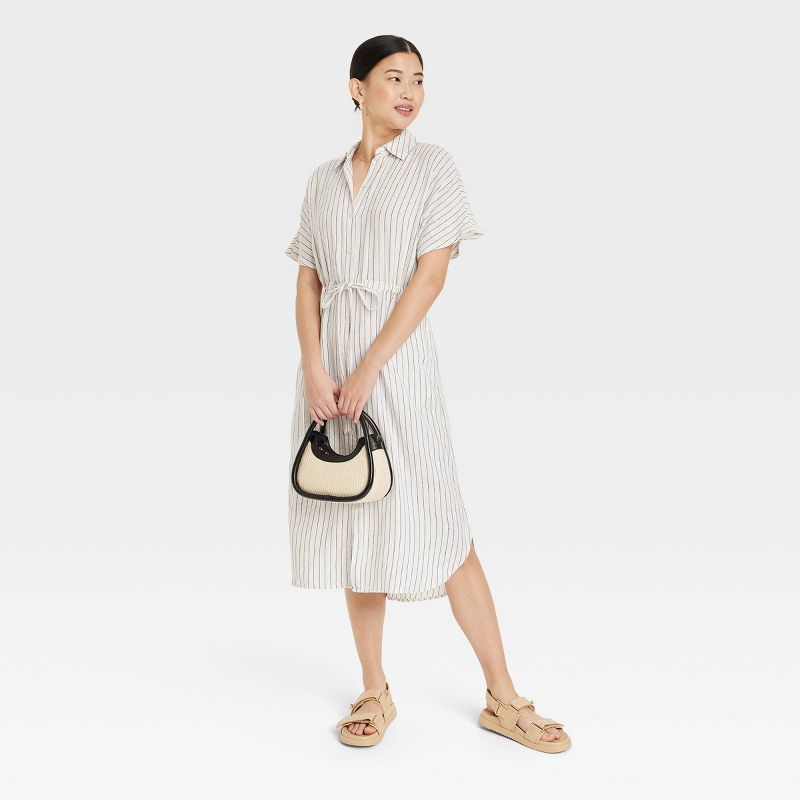 Women's Short Sleeve Linen Midi Shirtdress - A New Day™, 4 of 12