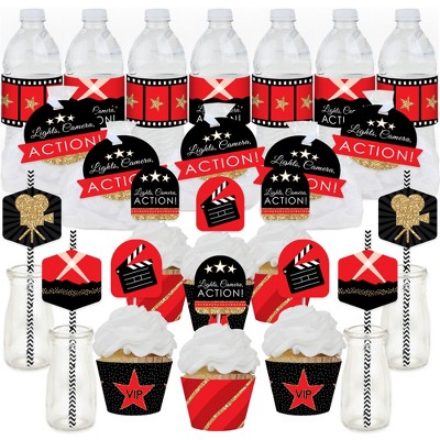 Big Dot of Happiness Red Carpet Hollywood - Movie Night Party Favors and Cupcake Kit - Fabulous Favor Party Pack - 100 Pieces