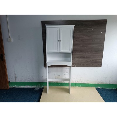 DOMETOUR Over The Toilet Storage Cabinet, Bathroom Shelf Over Toilet, Bathroom Storage Cabinet Organizer,Wood Bathroom Space Saver, White