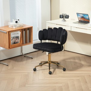 ALEXOUN Modern Cute Armless Office Chair with Mid-Back Upholstered & Wheels,Gold Chair Legs,360 Swivel Height Adjustable,for Home Office - 1 of 4
