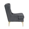 Cesicia 28" x 31.5" x 36"H Dark Gray Modern Luxury Upholstery Wingback Accent Chair Gold Finish Metal Legs 1pc - 4 of 4